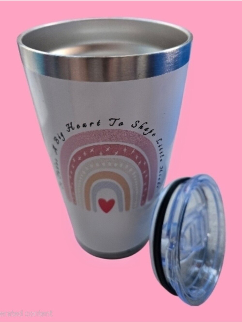 Stainless Steel Tumbler 'It takes a big heart to shape little minds". -NWOT